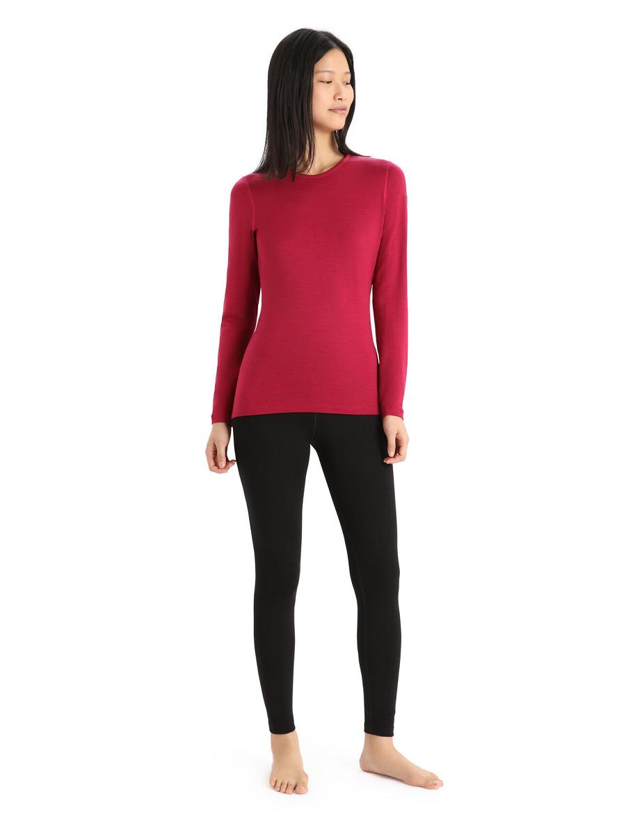 Cherry Icebreaker Merino 260 Tech Long Sleeve Crewe Thermal Top Women's One Piece & Sets | AU 1760BEXC